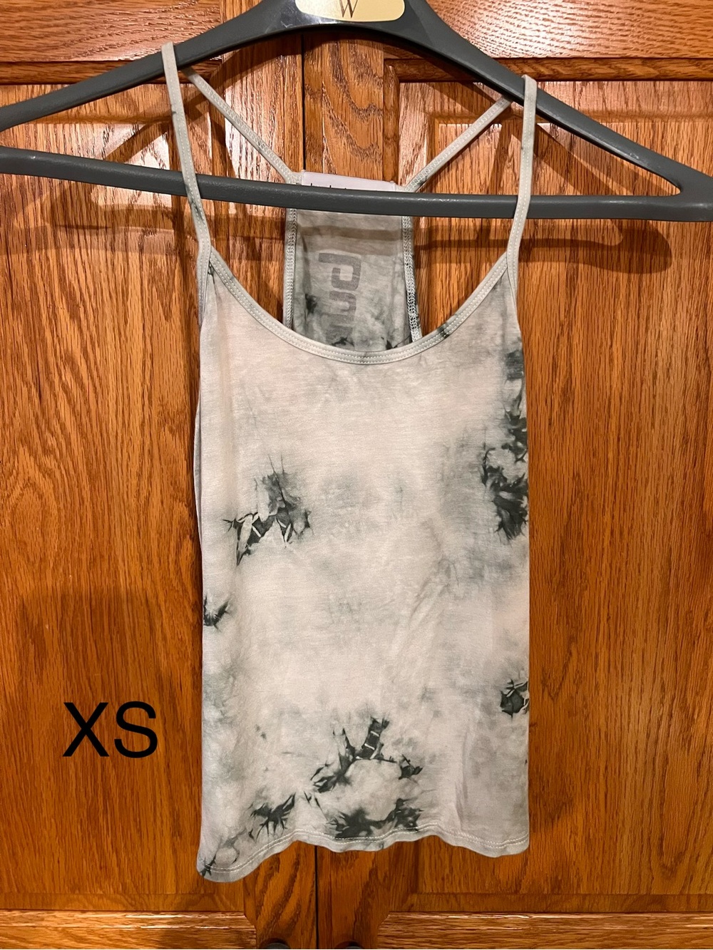 Tie-Dye Strappy Tank Top - Light Gray/Charcoal